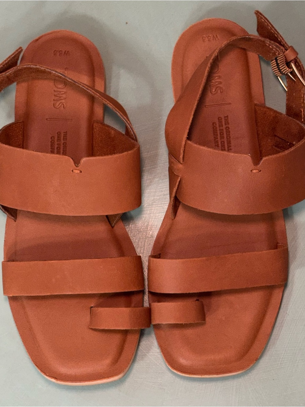 TOMS Brown Leather Strappy Sandals Ankle Strap Buckle Women’s US 5.5